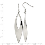 Stainless Steel Marquise Drop Earrings, Modern Dangle Design, High-Polish Finish