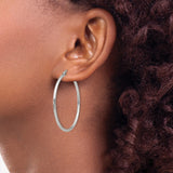 Stainless Steel Hoop Earrings, Large Silver Tone Polished Minimalist Style for Women