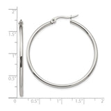 Stainless Steel Hoop Earrings, Large Silver Tone Polished Minimalist Style for Women