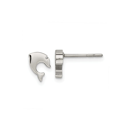 Stainless Steel Dolphin Stud Earrings with Cutout Design, Lightweight Marine Style for Women and Girls