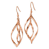 Stainless Steel Dangle Earrings, Twisted Open Swirl Design, Lightweight French Hook Style