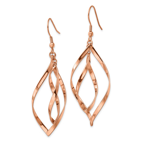 Stainless Steel Dangle Earrings, Twisted Open Swirl Design, Lightweight French Hook Style