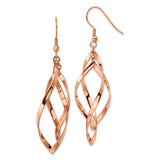 Stainless Steel Dangle Earrings, Twisted Open Swirl Design, Lightweight French Hook Style