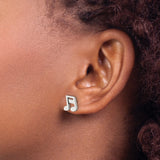 Stainless Steel Musical Note Stud Earrings, Polished Finish, Unisex Design