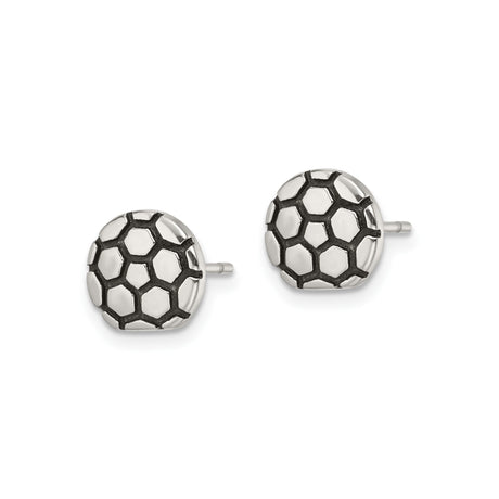 Stainless Steel Soccer Ball Stud Earrings Hexagon Design