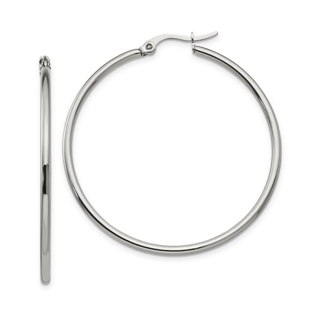 Stainless Steel Hoop Earrings, Polished Minimalist Style, Hypoallergenic for Women
