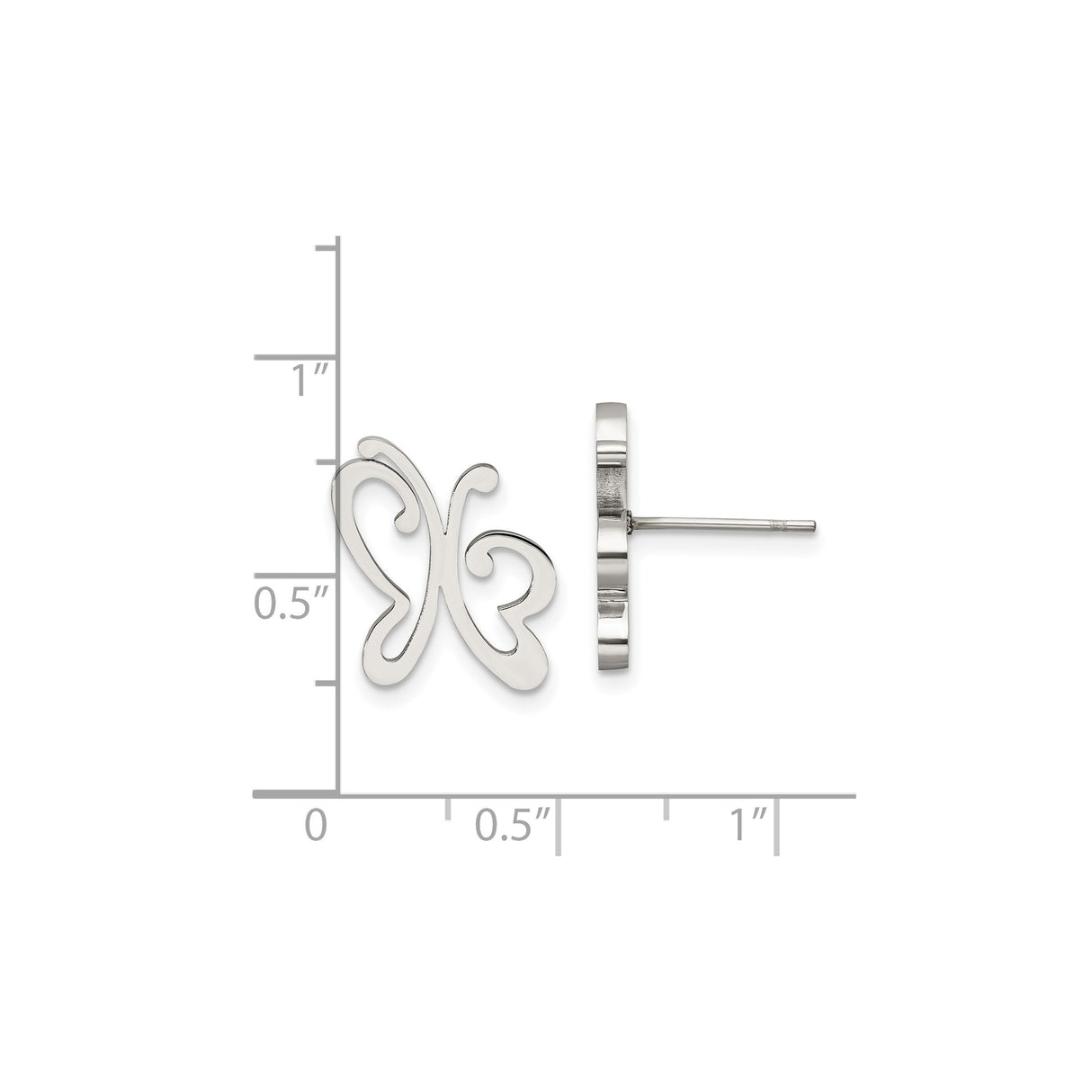 Stainless Steel Butterfly Stud Earrings with Cutout Design, Lightweight and Hypoallergenic