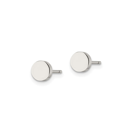 Stainless Steel Stud Earrings with Flat Round Polished Disc Design, Unisex and Hypoallergenic
