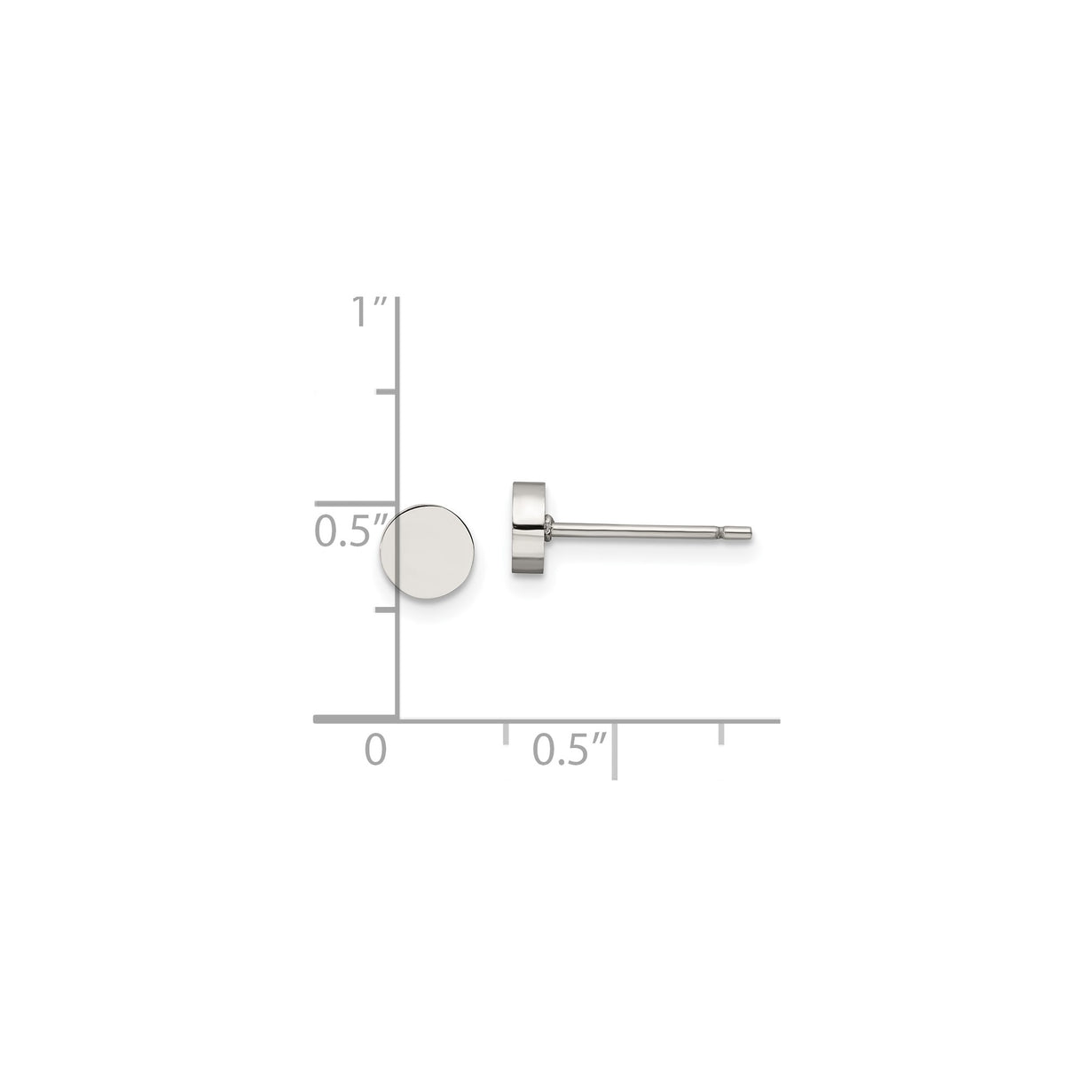 Stainless Steel Stud Earrings with Flat Round Polished Disc Design, Unisex and Hypoallergenic