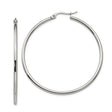 Stainless Steel Hoop Earrings, Large Round Polished Silver Tone Minimalist Style for Women