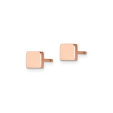316 Stainless Steel Square Stud Earrings, Rose Gold Tone, Minimalist Geometric Unisex Design