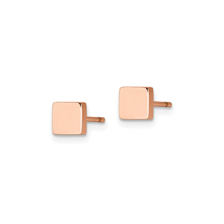 316 Stainless Steel Square Stud Earrings, Rose Gold Tone, Minimalist Geometric Unisex Design