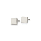 Stainless Steel Square Stud Earrings, Polished Minimalist Geometric Design, Unisex Hypoallergenic Style