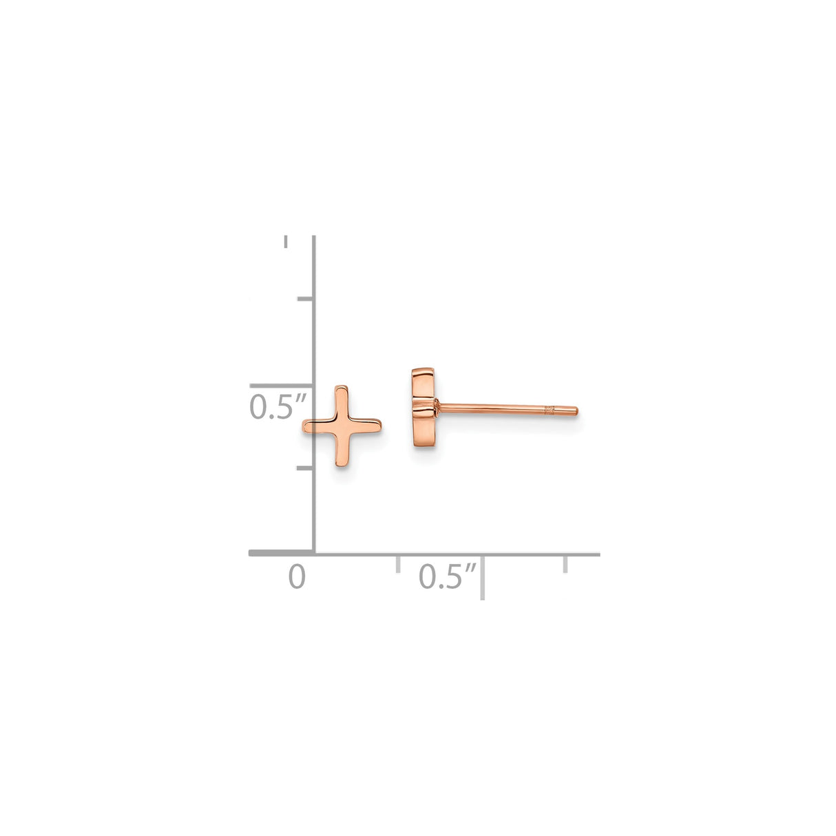 316 Stainless Steel Cross Stud Earrings, Rose Gold Tone, Minimalist Religious Jewelry for Women