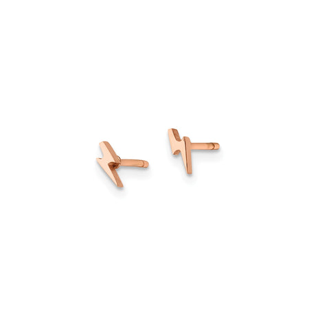 316 Stainless Steel Lightning Bolt Stud Earrings, Rose Gold-Tone, Unisex Edgy Style
