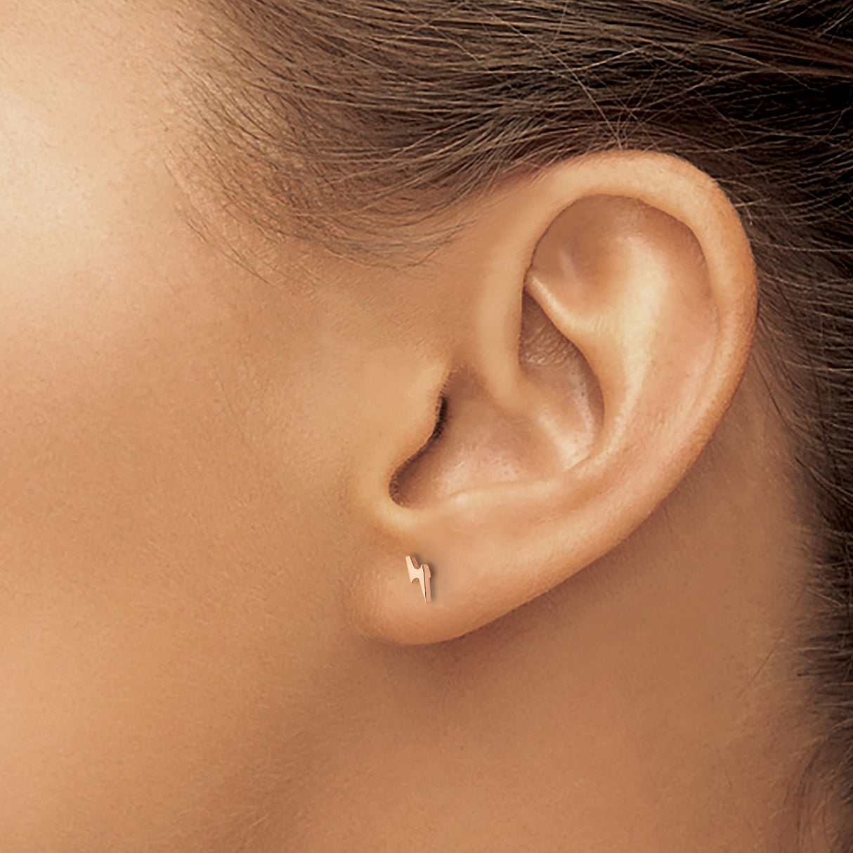 316 Stainless Steel Lightning Bolt Stud Earrings, Rose Gold-Tone, Unisex Edgy Style