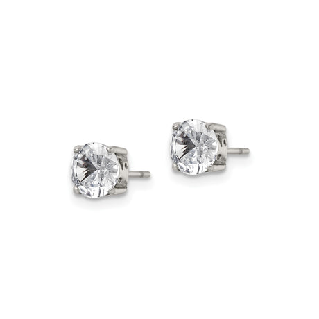 Stainless Steel Stud Earrings with Cubic Zirconia, Round Cut, Unisex Minimalist Style