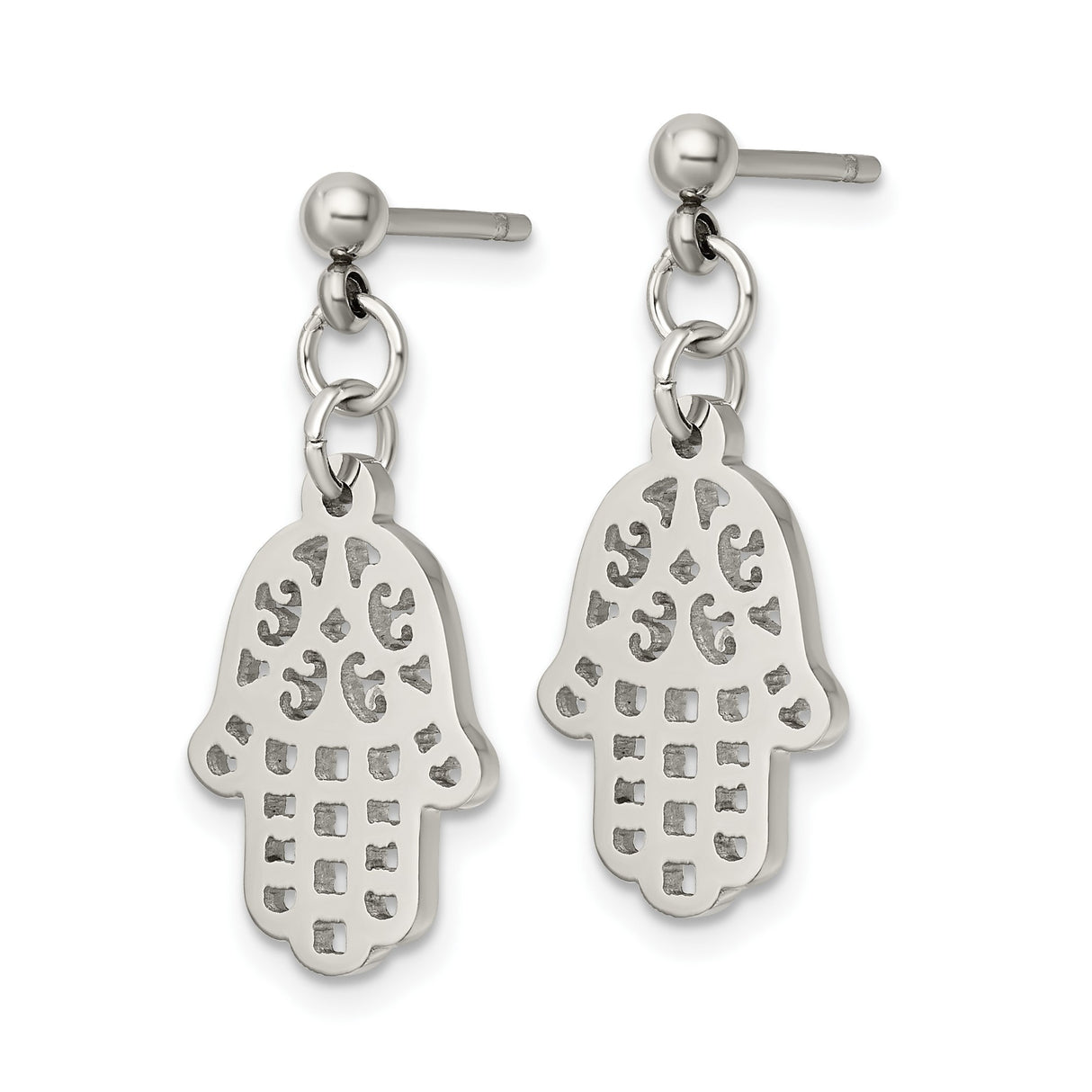 Stainless Steel Hamsa Hand Earrings Cutout Design Boho