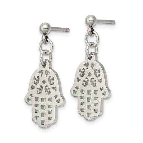 Stainless Steel Hamsa Hand Earrings Cutout Design Boho