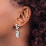 Stainless Steel Dangle Hoop Earrings with Mandala Heart Charm and Floral Cutout Design