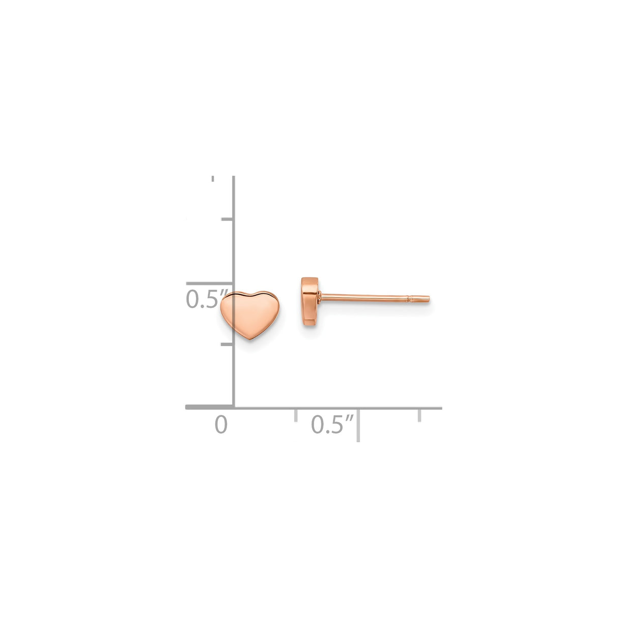316 Stainless Steel Heart Shaped Stud Earrings in Polished Rose Gold Tone for Women