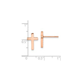 316 Stainless Steel Cross Stud Earrings, Rose Gold Finish, Minimalist Religious Design