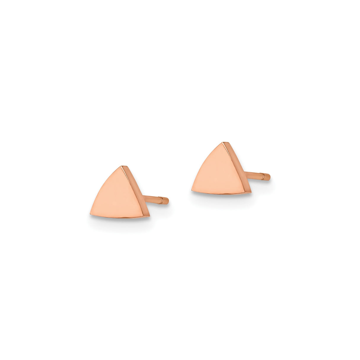 Stainless Steel Triangle Stud Earrings, Rose Gold Finish, Minimalist Geometric Design, Unisex