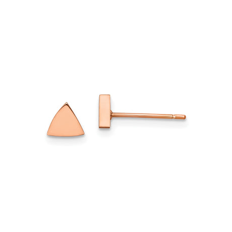 Stainless Steel Triangle Stud Earrings, Rose Gold Finish, Minimalist Geometric Design, Unisex