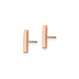 Stainless Steel Bar Stud Earrings, Rose Gold-Tone, Minimalist Linear Design for Women