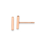 Stainless Steel Bar Stud Earrings, Rose Gold-Tone, Minimalist Linear Design for Women