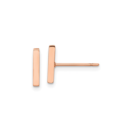 Stainless Steel Bar Stud Earrings, Rose Gold-Tone, Minimalist Linear Design for Women