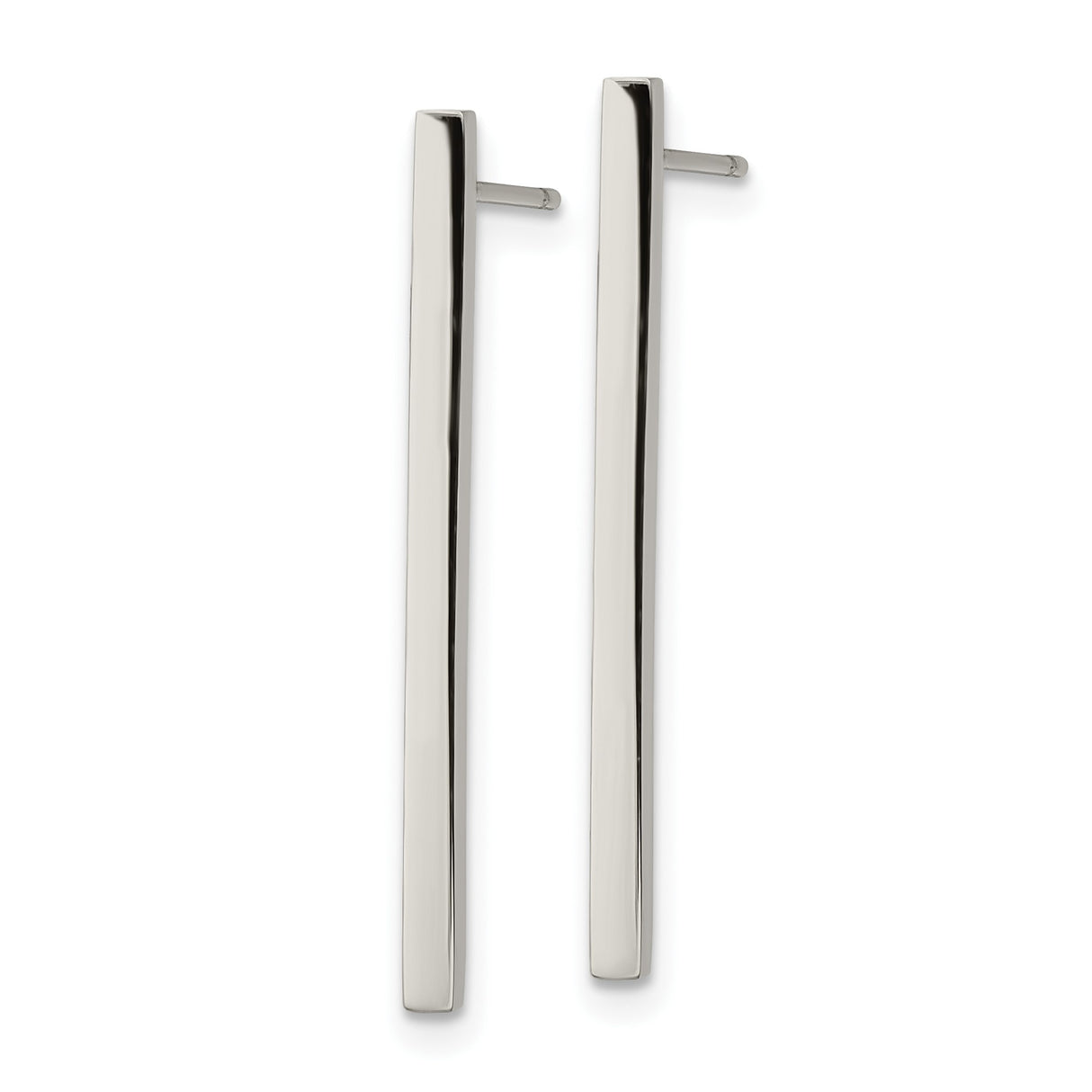 316 Stainless Steel Bar Stud Earrings, Vertical Polished Geometric Design for Women