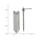 Stainless Steel Dangle Earrings with V-Shaped Base and Cascading Chains, Modern Minimalist Style