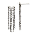 Stainless Steel Dangle Earrings with V-Shaped Base and Cascading Chains, Modern Minimalist Style