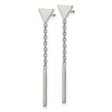 316 Stainless Steel Drop Earrings with Triangle Stud and Vertical Bar, Geometric Minimalist Style