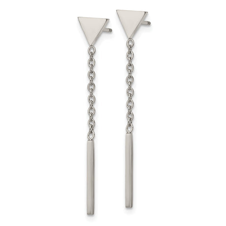 316 Stainless Steel Drop Earrings with Triangle Stud and Vertical Bar, Geometric Minimalist Style