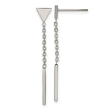 316 Stainless Steel Drop Earrings with Triangle Stud and Vertical Bar, Geometric Minimalist Style