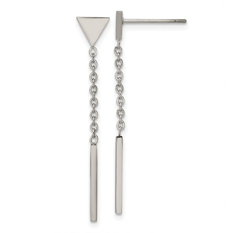 316 Stainless Steel Drop Earrings with Triangle Stud and Vertical Bar, Geometric Minimalist Style