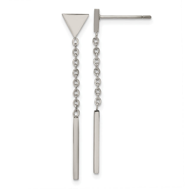 316 Stainless Steel Drop Earrings with Triangle Stud and Vertical Bar, Geometric Minimalist Style