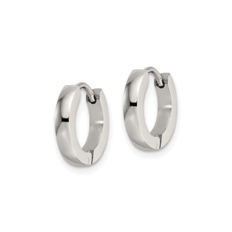 Stainless Steel Hoop Earrings with Hinged Closure, Polished Minimalist Huggie Style