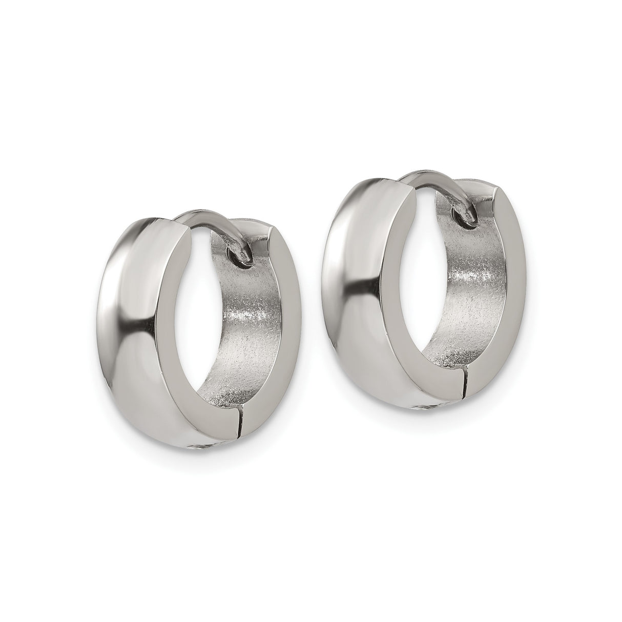 Stainless Steel Hoop Earrings, Polished Minimalist Hinged Design for Men and Unisex Wear