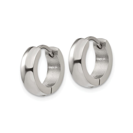 Stainless Steel Hoop Earrings, Polished Minimalist Hinged Design for Men and Unisex Wear