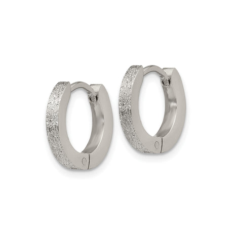 316 Stainless Steel Hoop Earrings with Brushed Textured Finish, Hypoallergenic, Unisex Modern Style