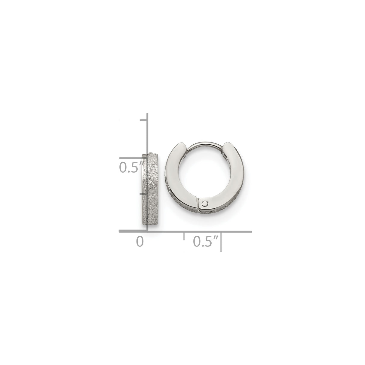 316 Stainless Steel Hoop Earrings with Polished Finish and Textured Edge, Unisex Hinged Design