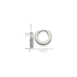 316 Stainless Steel Hoop Earrings with Polished Finish and Textured Edge, Unisex Hinged Design