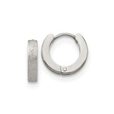 316 Stainless Steel Hoop Earrings with Polished Finish and Textured Edge, Unisex Hinged Design