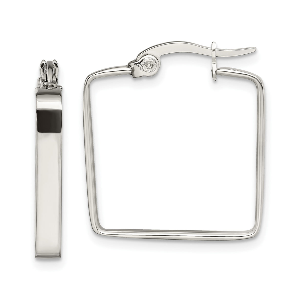 Stainless Steel Square Hoop Earrings, Sleek Modern Minimalist Design for Women