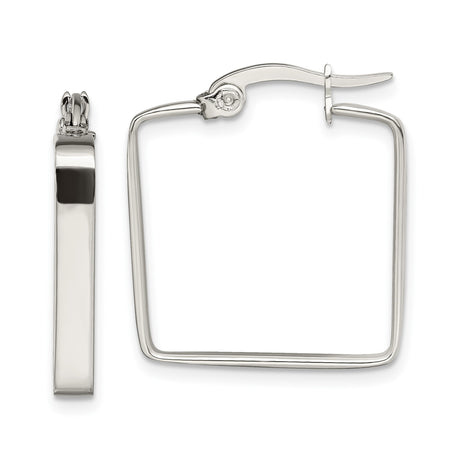 Stainless Steel Square Hoop Earrings, Sleek Modern Minimalist Design for Women