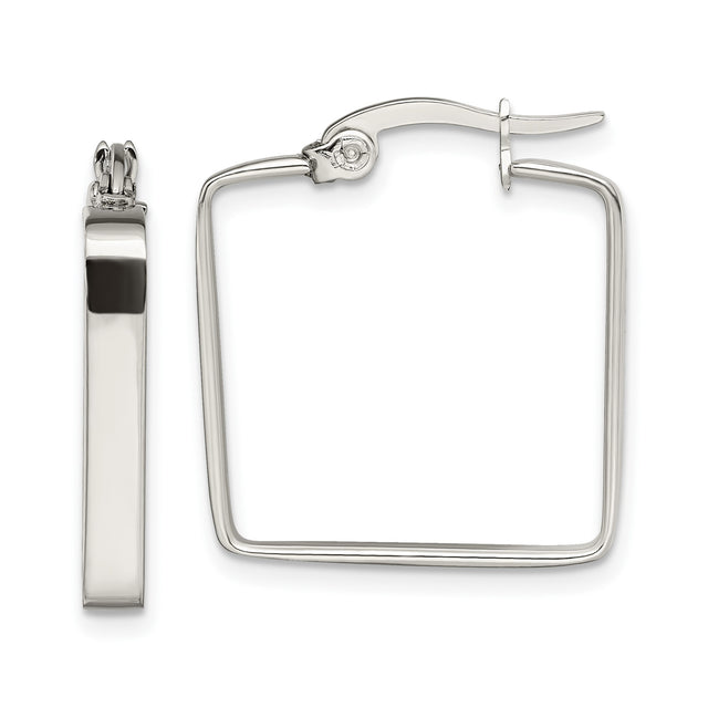 Stainless Steel Square Hoop Earrings, Sleek Modern Minimalist Design for Women