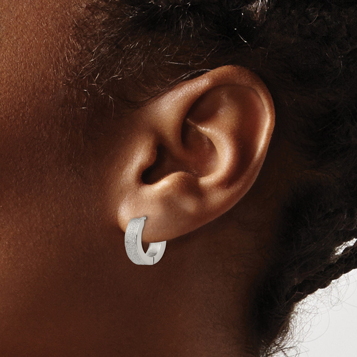 316 Stainless Steel Hoop Earrings, Brushed Textured Round Design, Hypoallergenic Minimalist Style